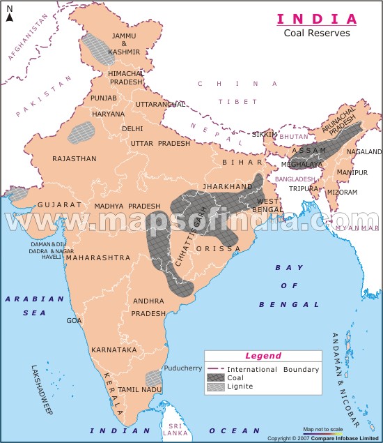 inde reserves de charbon carte